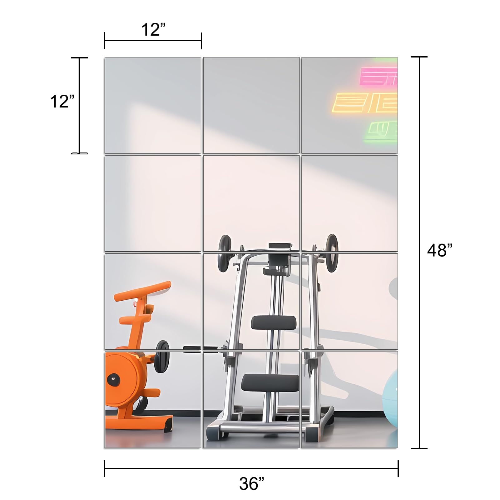 Ruomeng mirror tiles in a home gym improving form visibility during workouts