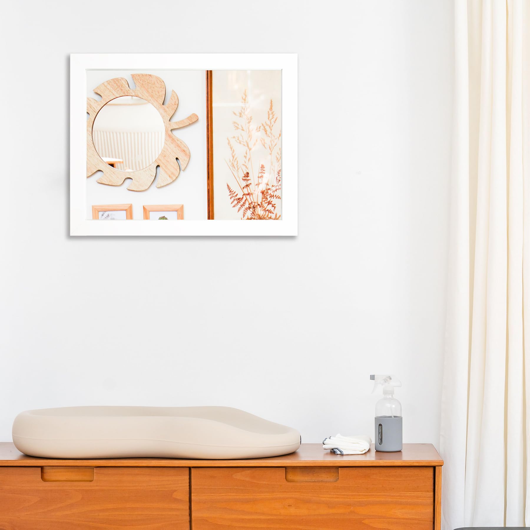 Ruomeng mounted over sink showing compact size and brightening bathroom benefit