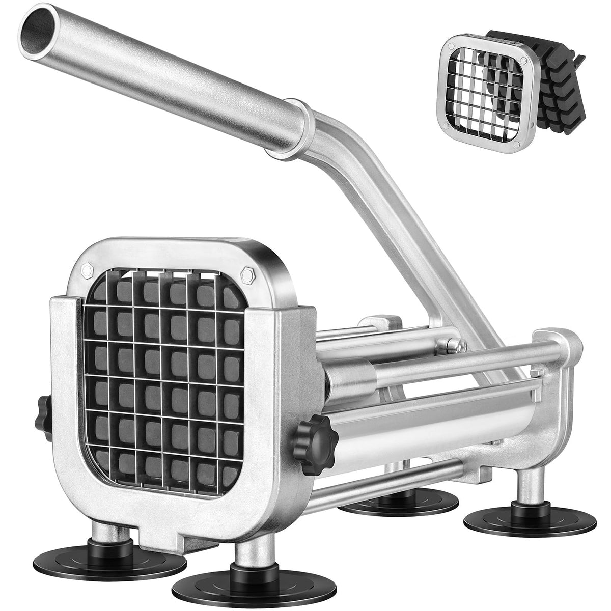 Ruooson front view showing cutter and benefits of compact countertop slicing