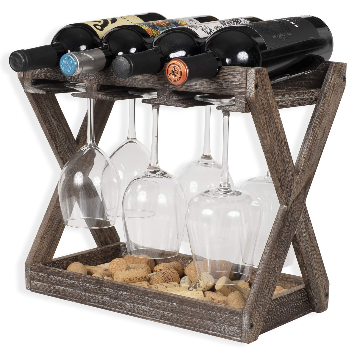 Rustic State Cava front view showing walnut finish and organized bottles and glasses