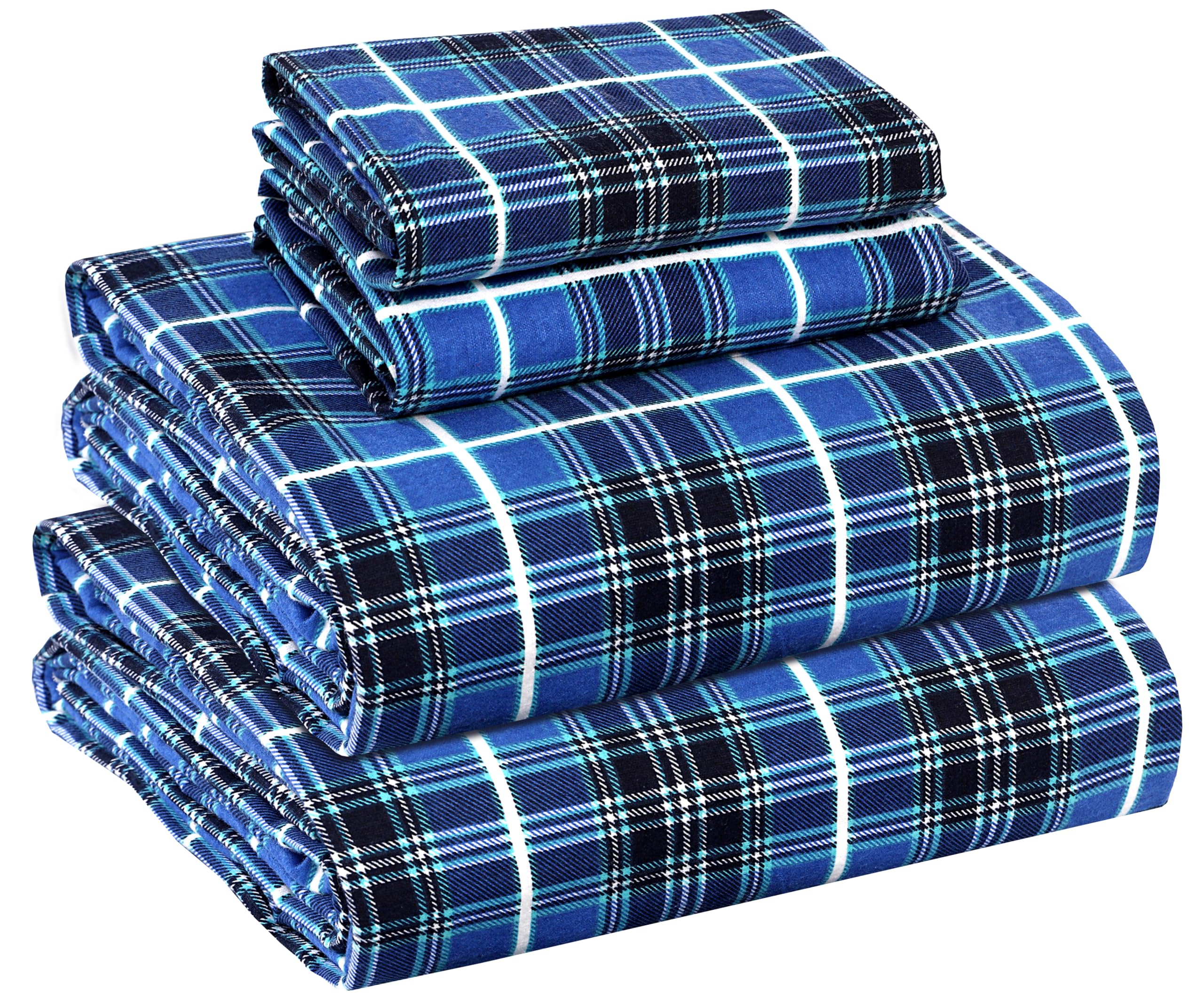 RUVANTI blue plaid front view showing full set and neat presentation for appeal