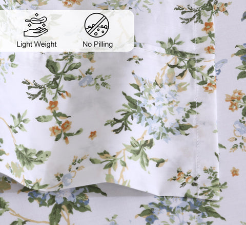 RUVANTI flat sheet draped over bed to show generous dimensions and crispness