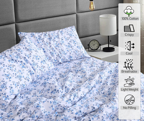 RUVANTI flat sheet fully spread on a queen bed illustrating generous coverage and smooth drape