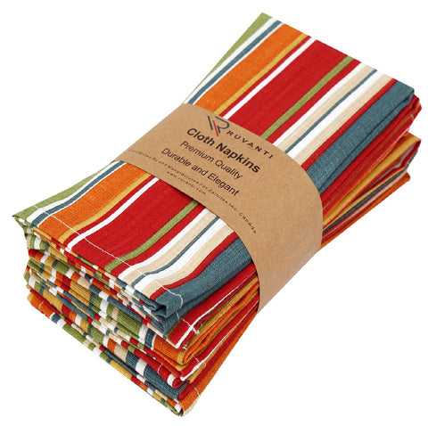 RUVANTI front view of multi-stripe napkin set showing clean presentation and elegance