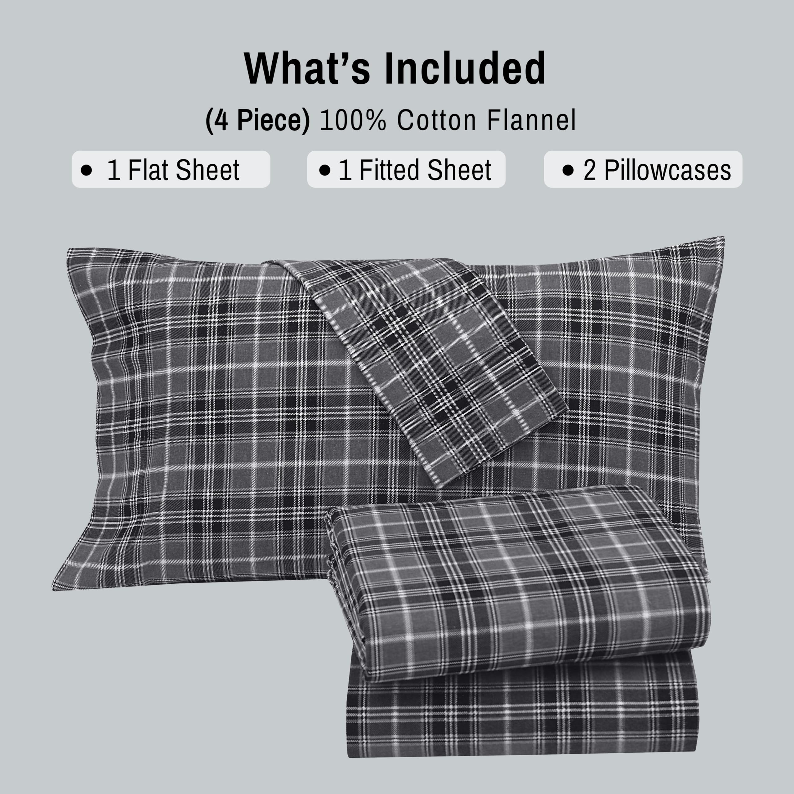 RUVANTI styled bedroom with grey plaid sheets delivering inviting warmth benefit