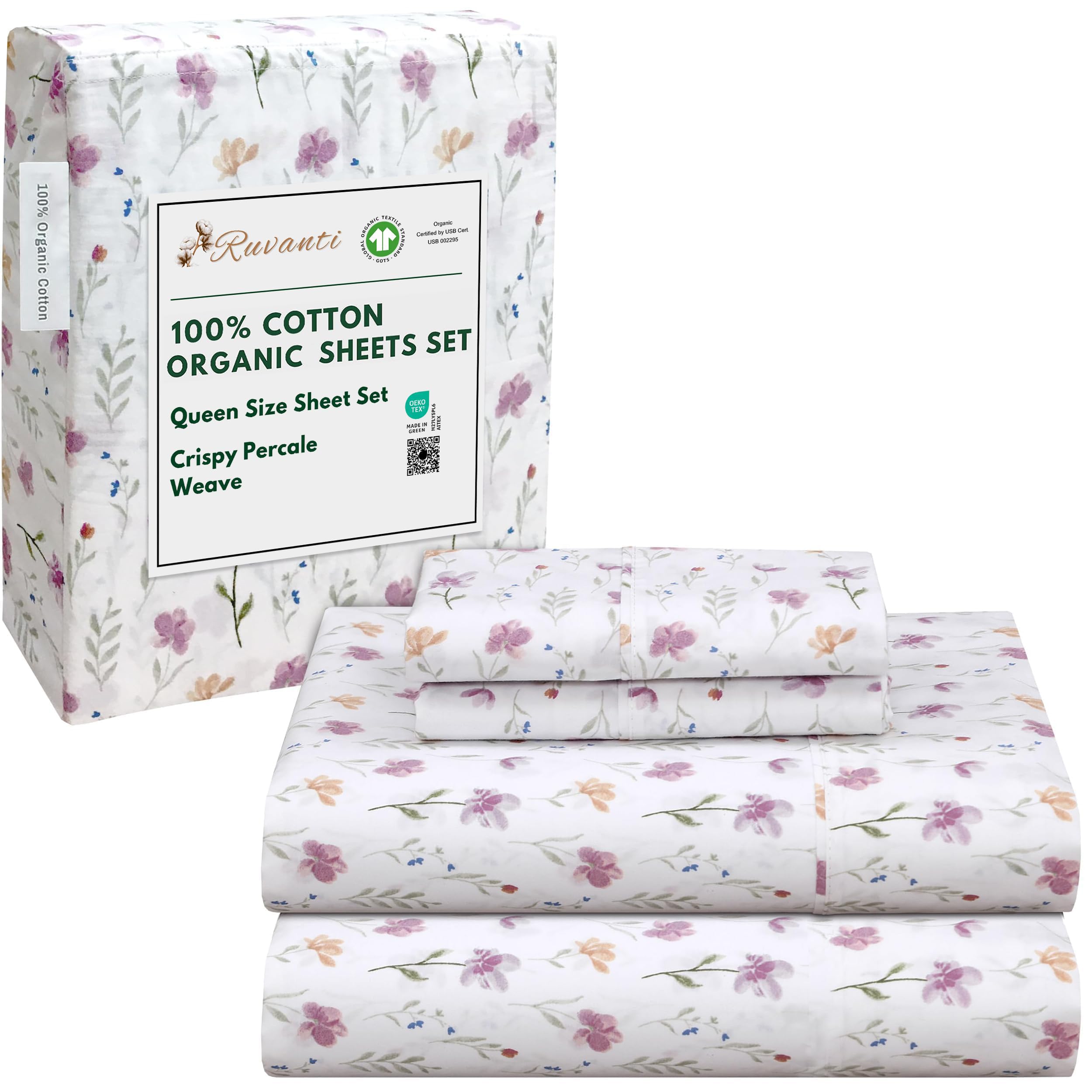 RUVANTI folded Obsessed Stems sheet set showing neat edges and cool look