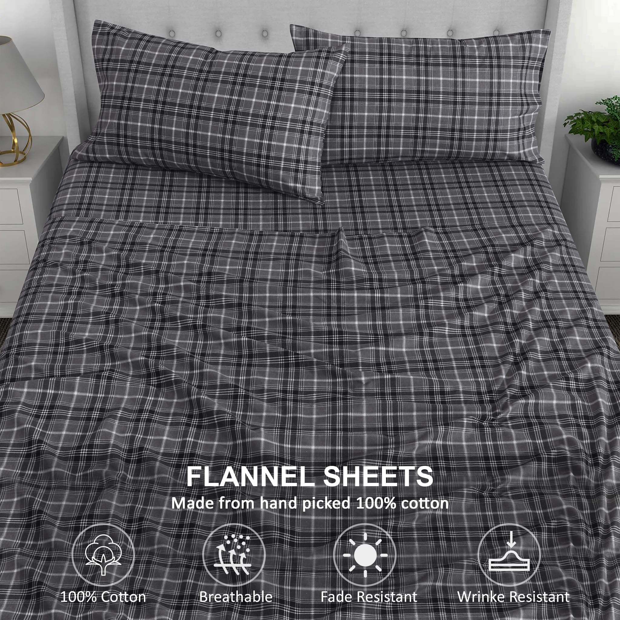 RUVANTI plaid pattern and label shot showing durable design benefit