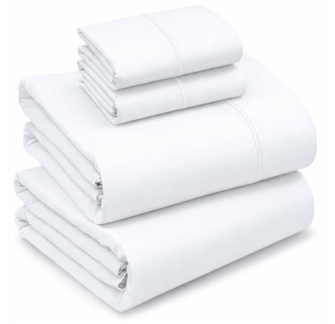 RUVANTI queen sheets front packaging showing bright white set and clear sizing benefit
