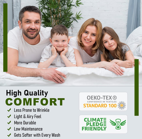 RUVANTI sheets styled on bed to display cooling cotton comfort