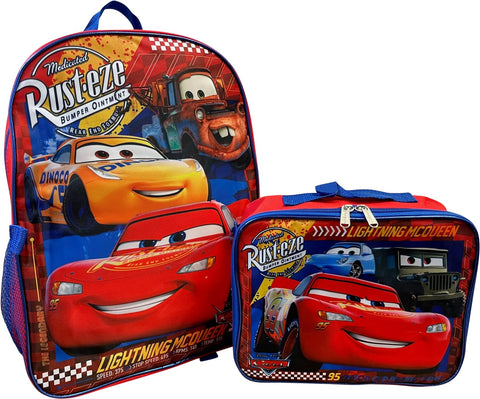 Ruz Cars backpack open revealing roomy main compartment for books and folders