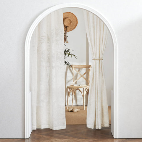 RYB HOME styled living room with curtains creating warm, airy atmosphere