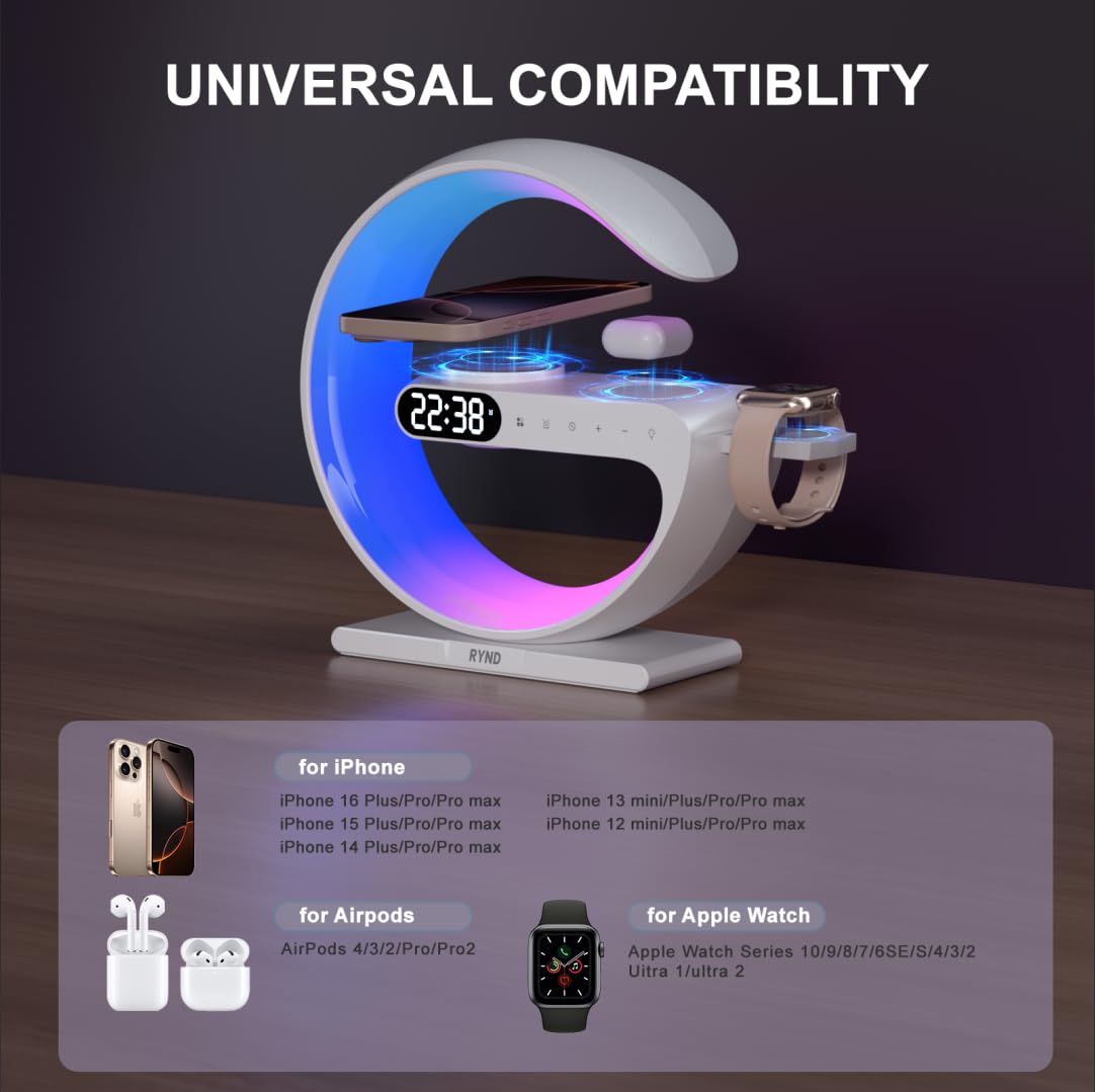 RYND magnetic charger top view aligning phone for fast 15W charging benefit