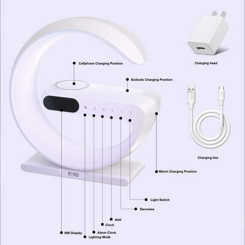 RYND charging multiple devices with phone, Apple Watch and AirPods charging together