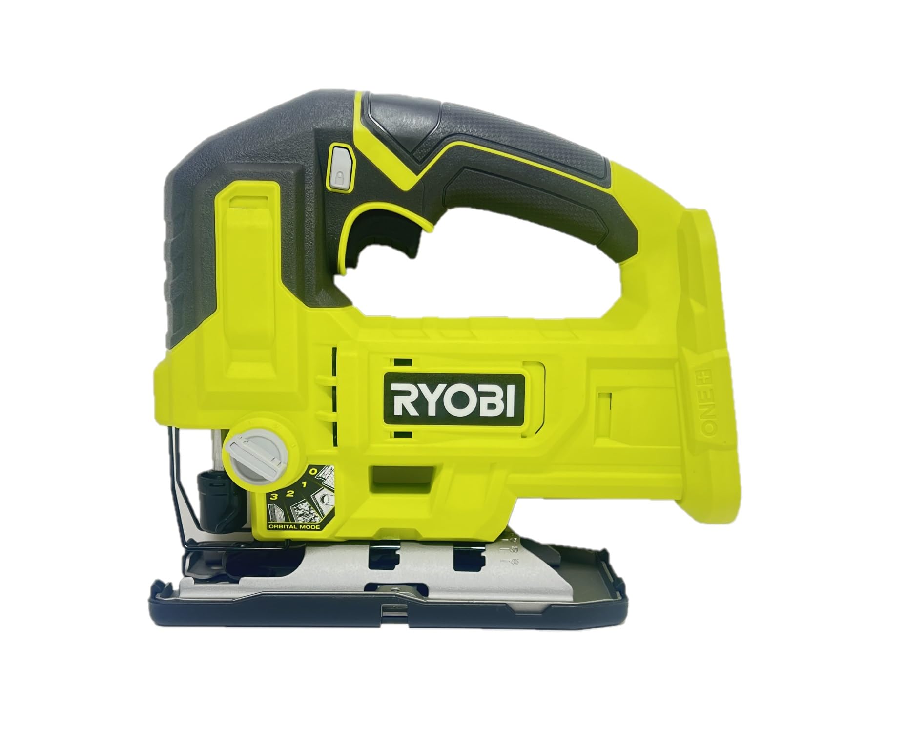RYOBI jigsaw baseplate close-up showing stable shoe for precise cuts