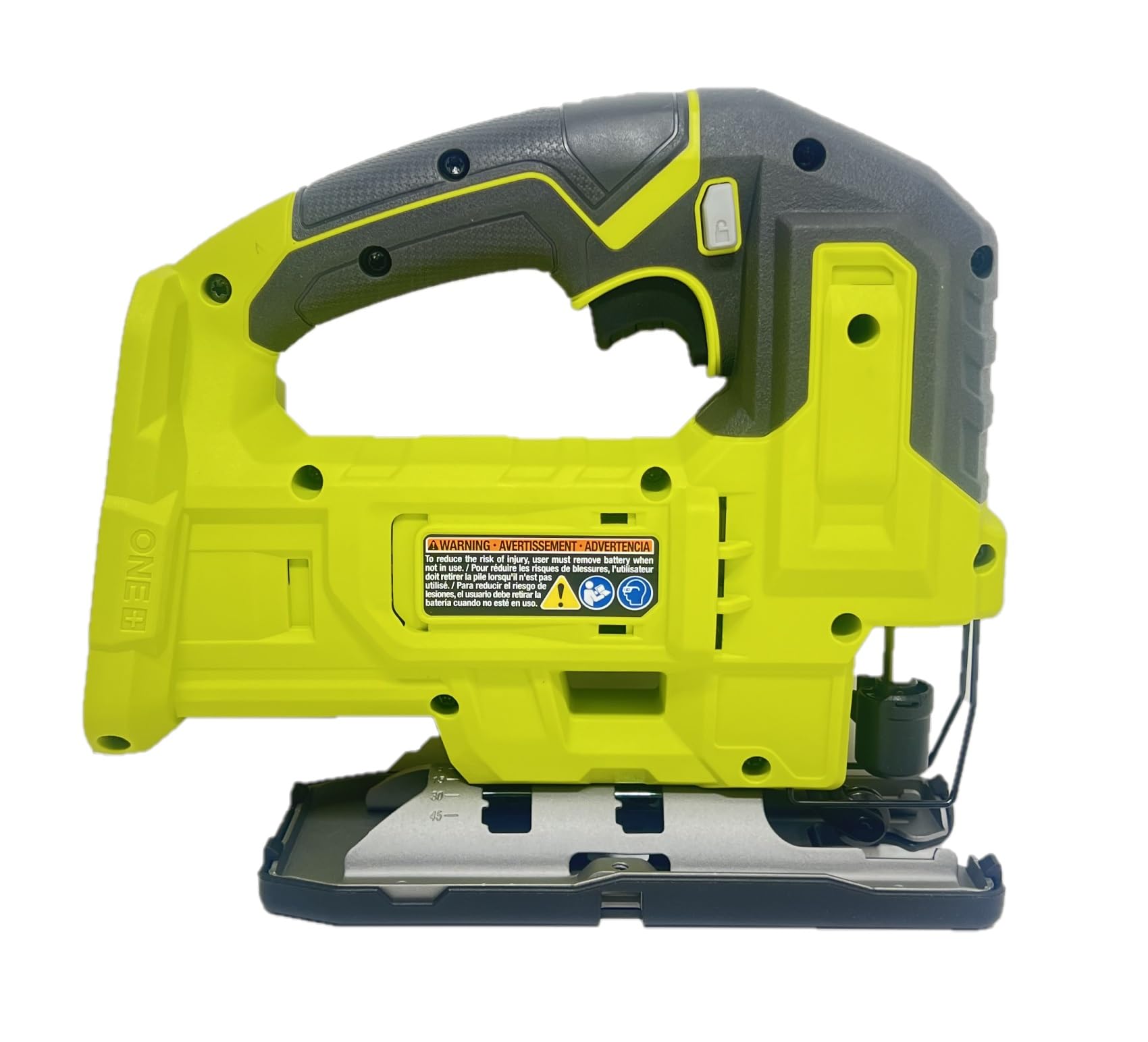 RYOBI jigsaw bevel adjustment detail enabling angled cutting versatility