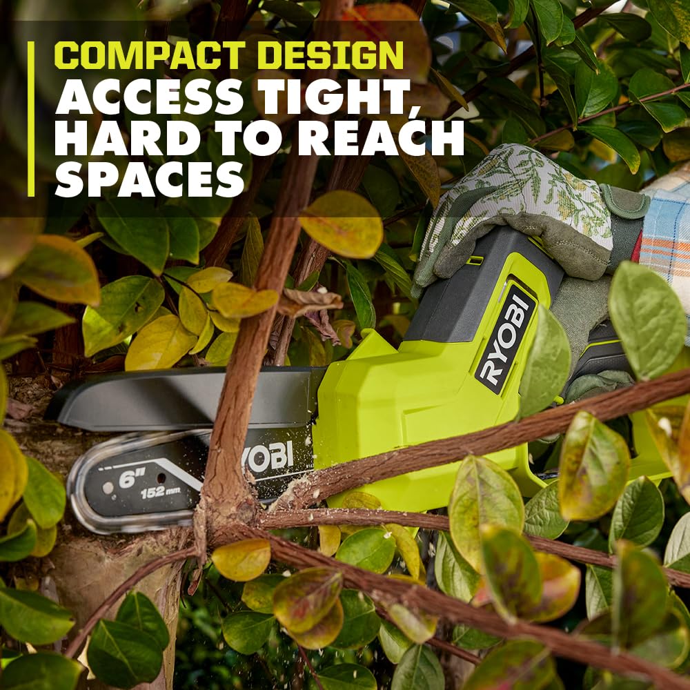 RYOBI controls and label detail showing intuitive layout for safer operation