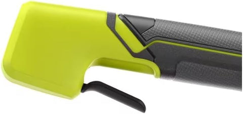 RYOBI close-up of nozzle and fan showing focused airflow for precise clearing