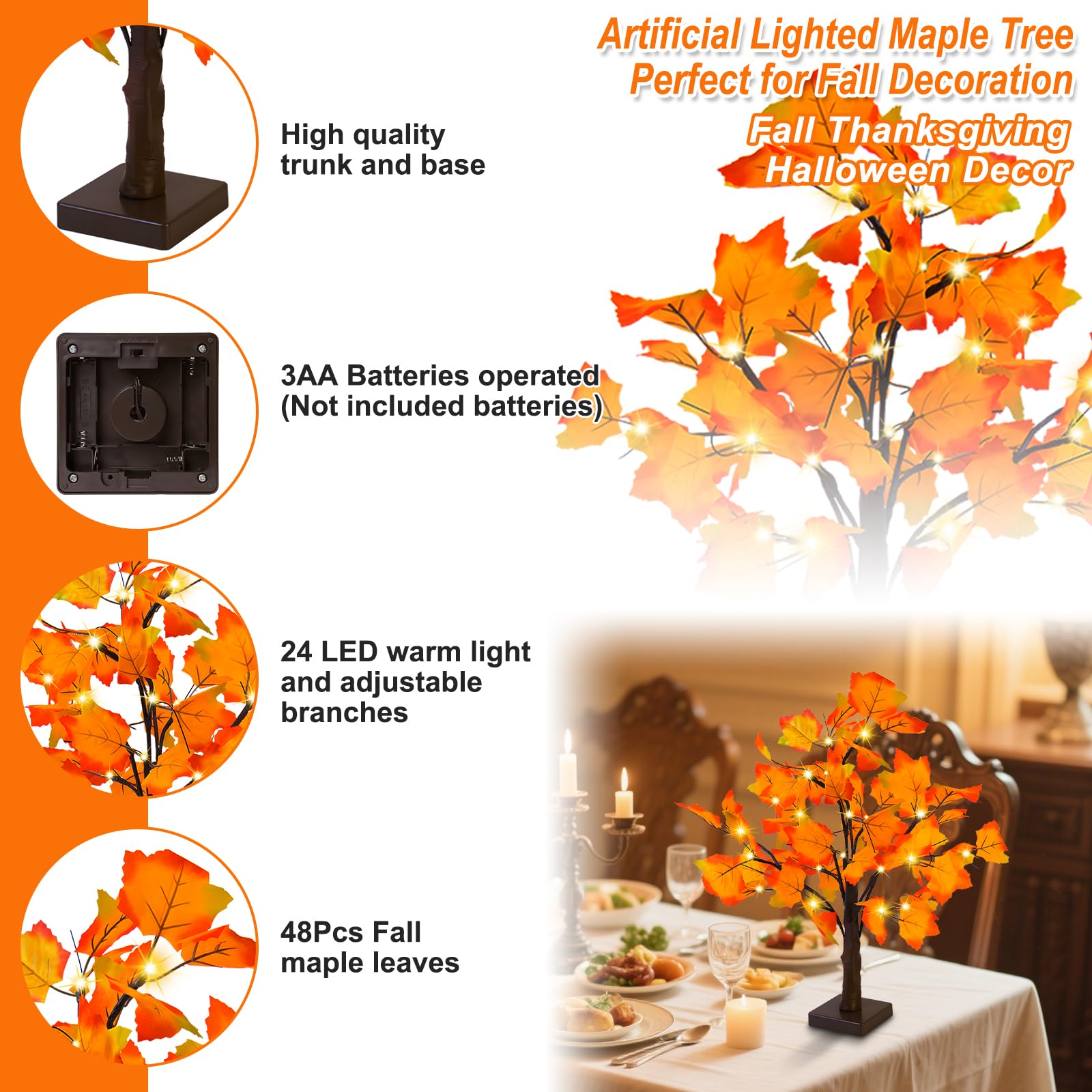 S-Union lit maple tree glowing in low light creating cozy atmosphere