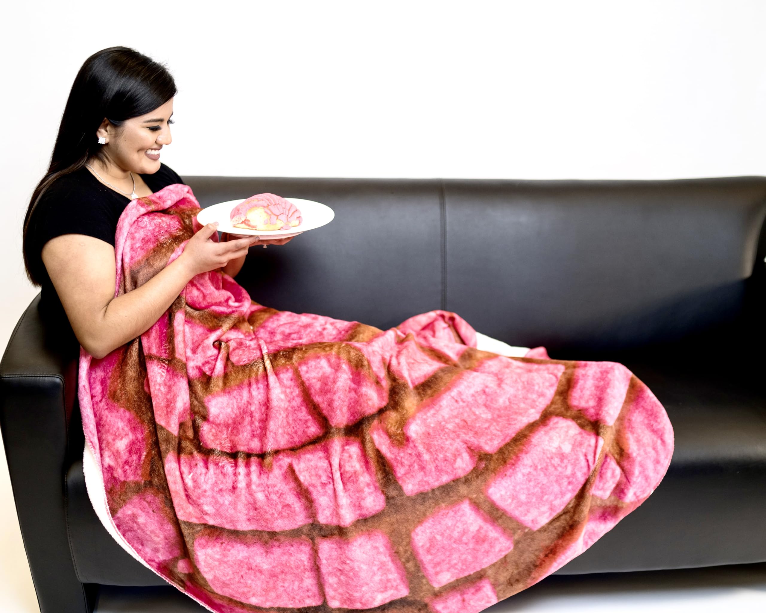 SA Flavor concha blanket wrapped around person providing warmth and fun novelty