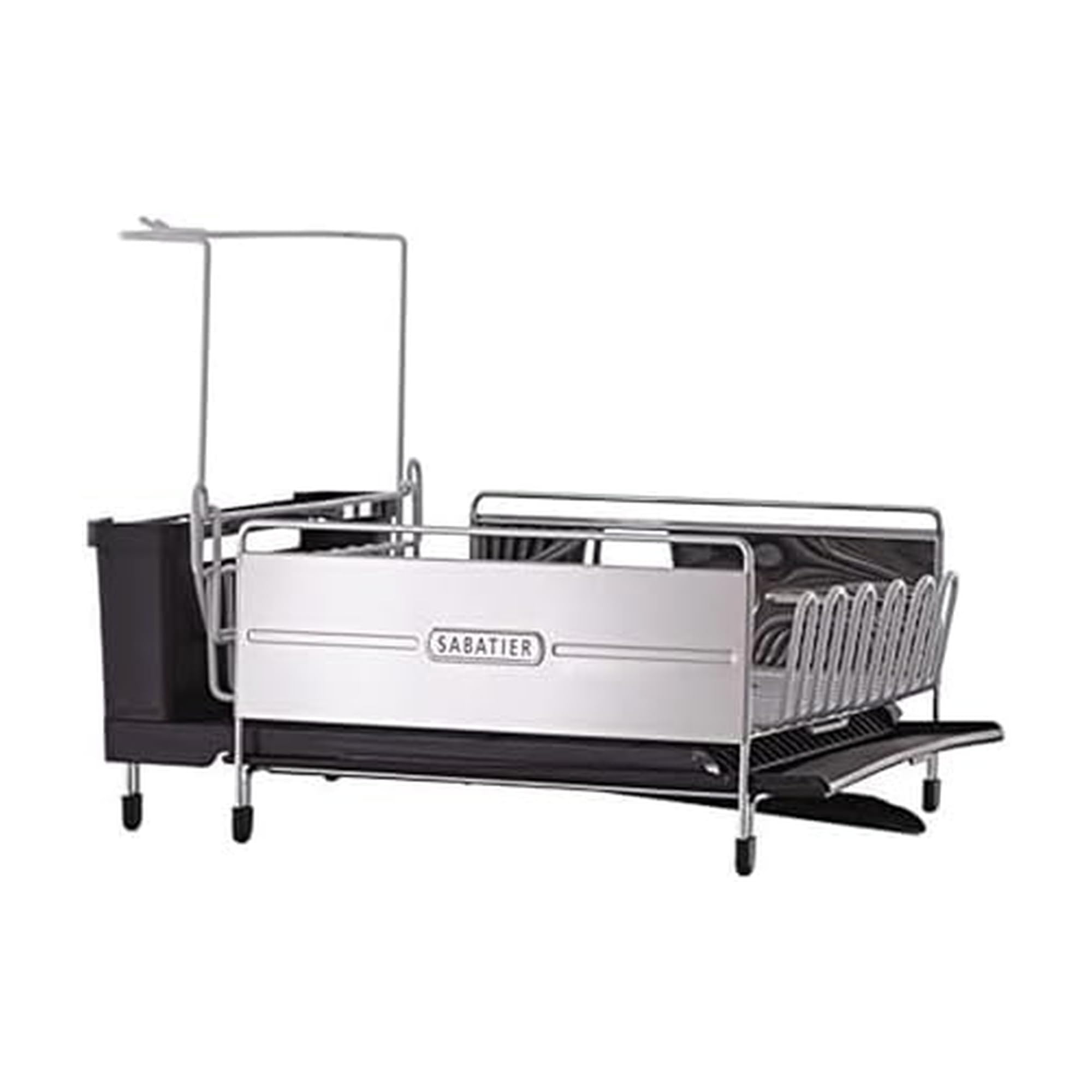 Sabatier front profile of rack showing stainless steel finish and neat drying benefit