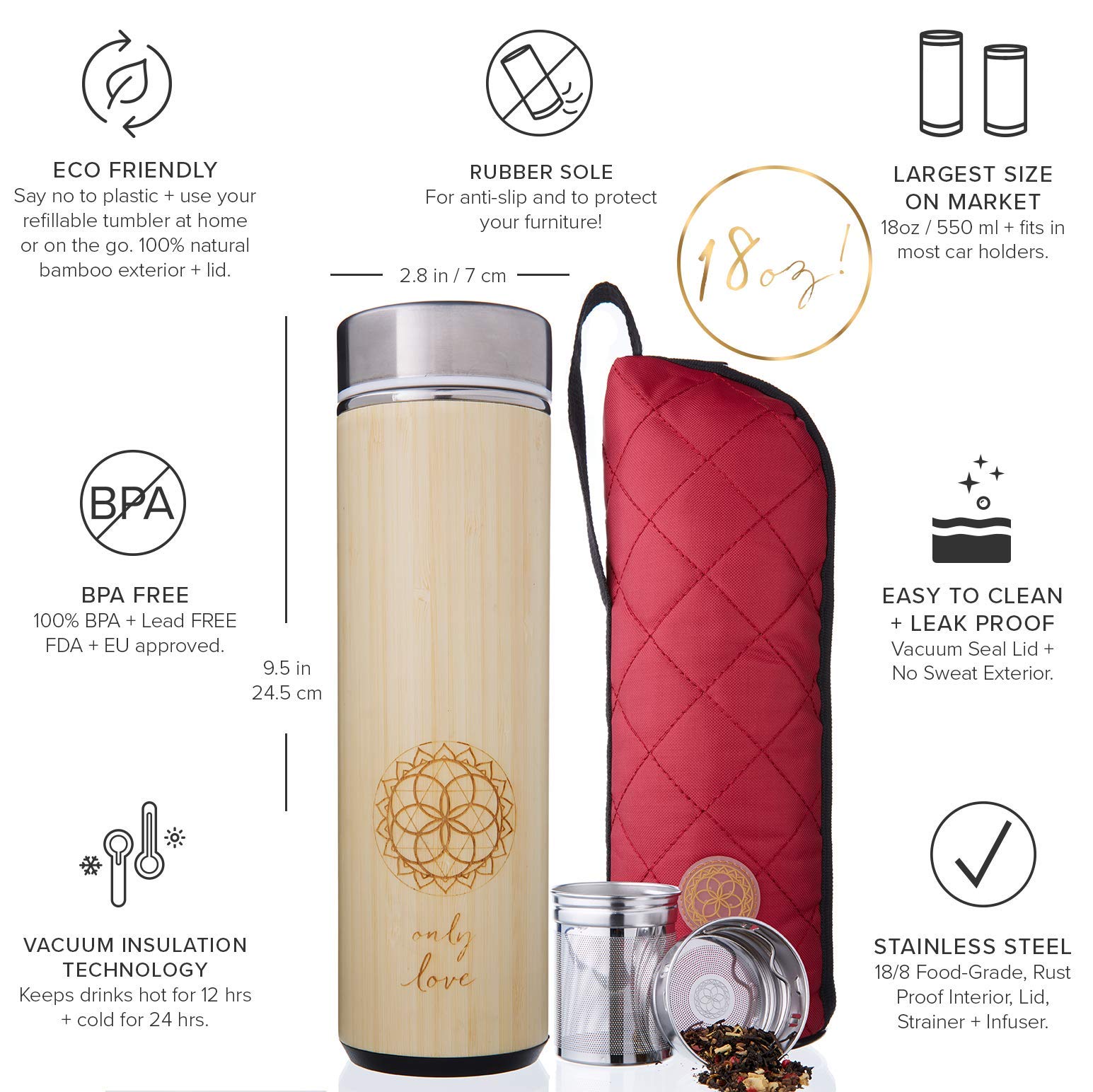 Close-up of bamboo exterior texture on Sacred Lotus Love tumbler highlighting natural look