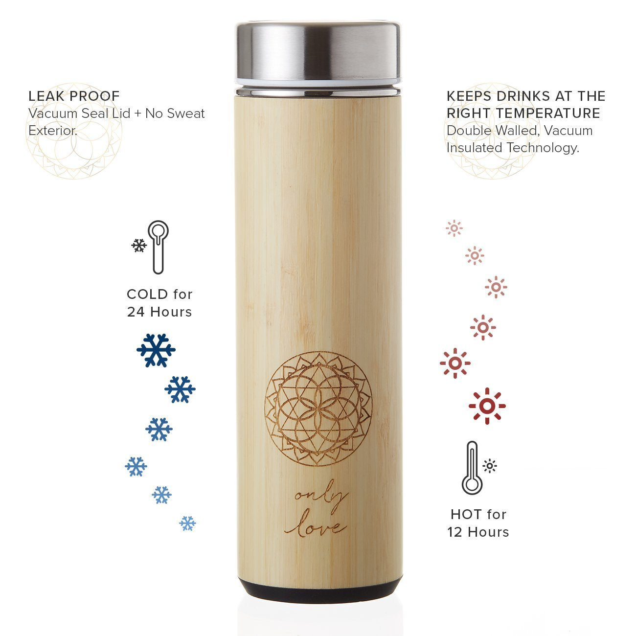 Interior double-wall stainless steel of Sacred Lotus Love tumbler for temperature retention