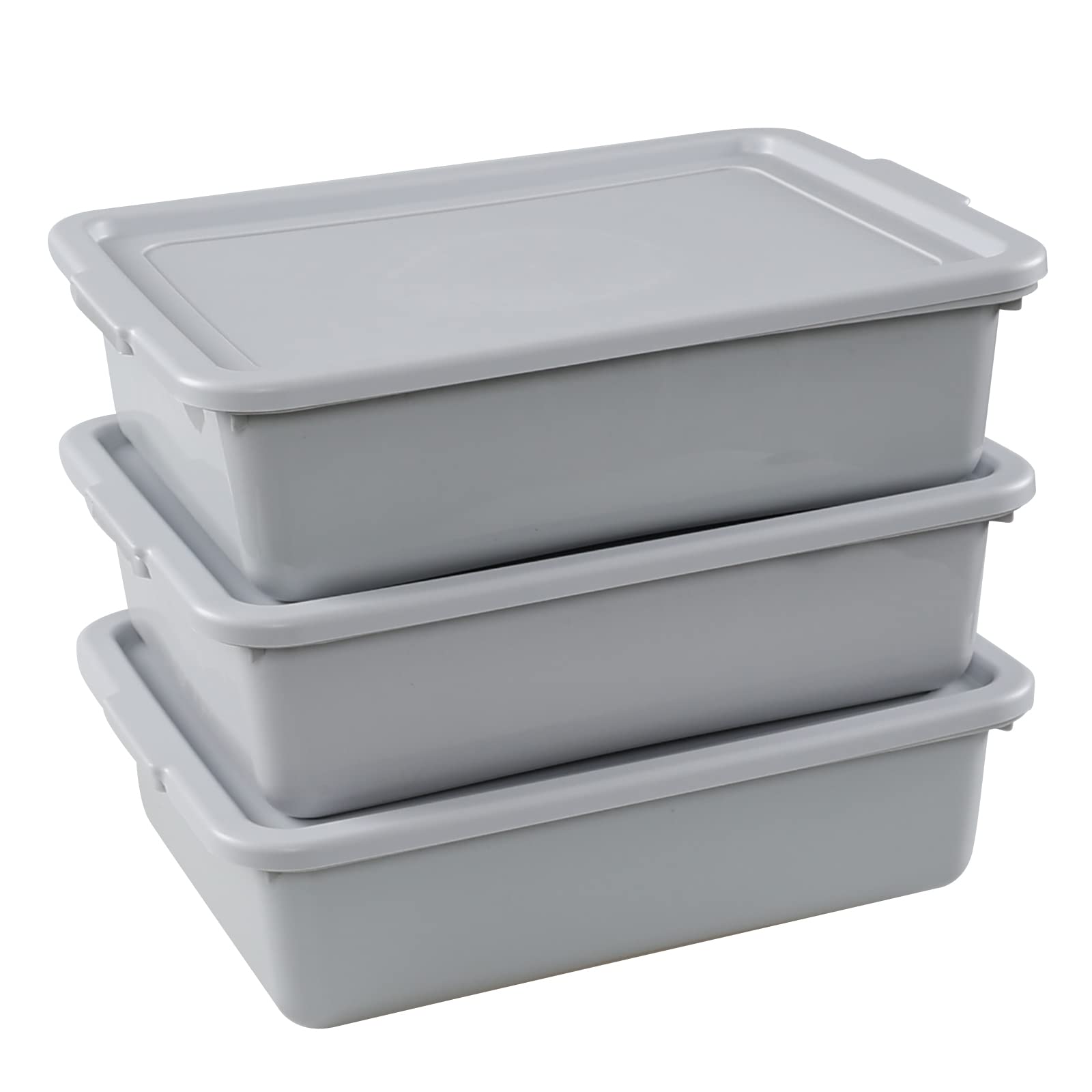 Saedy front view of three grey tubs showing compact, organized storage benefit