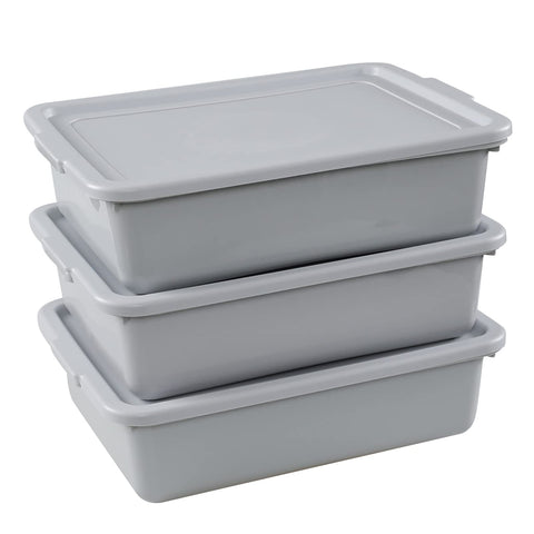 Saedy front view of three grey tubs showing compact, organized storage benefit