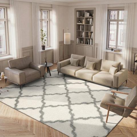 SAFAVIEH Dallas full front view showing ivory trellis and cozy appeal