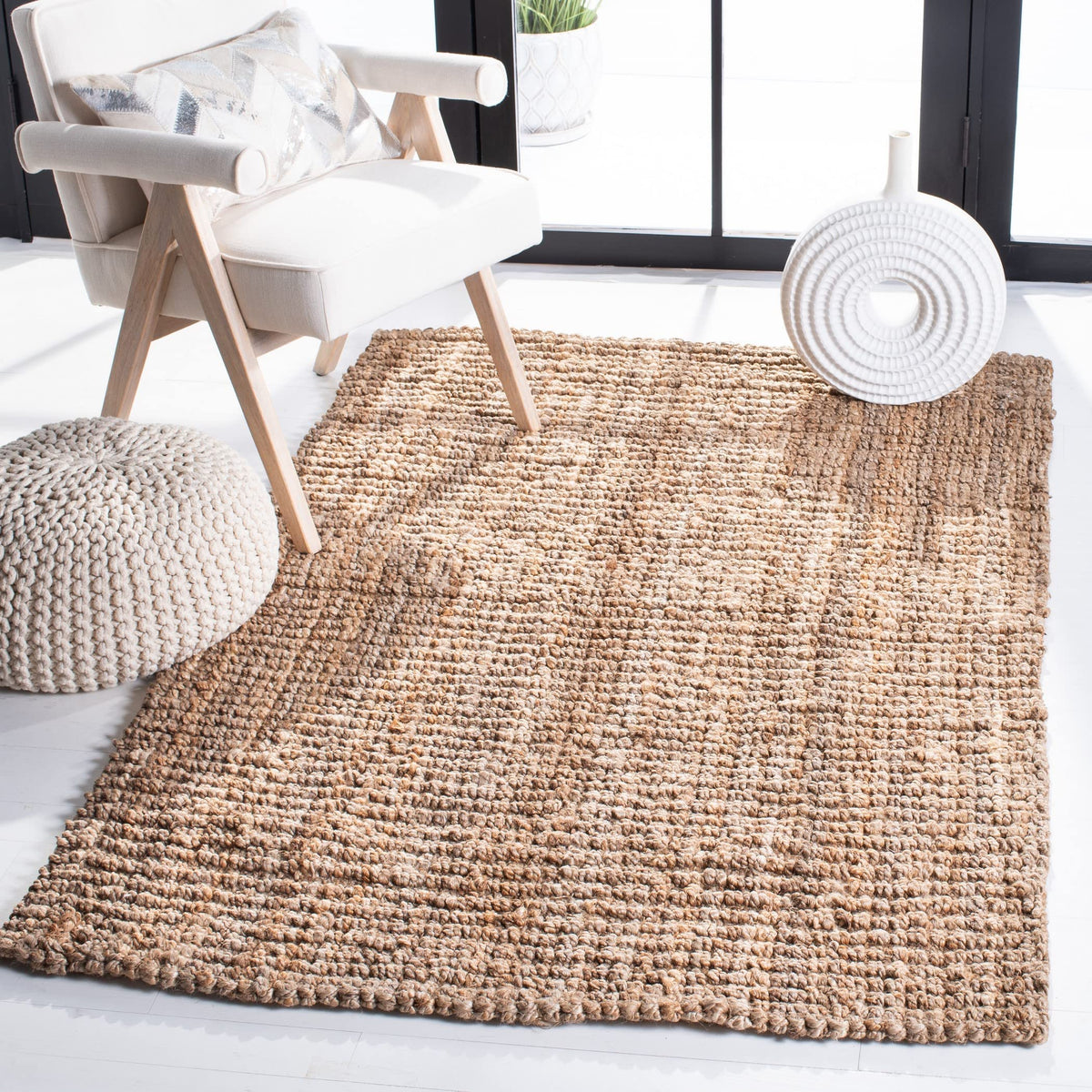 SAFAVIEH 3x5 jute rug front view showing neutral tone and warm appeal