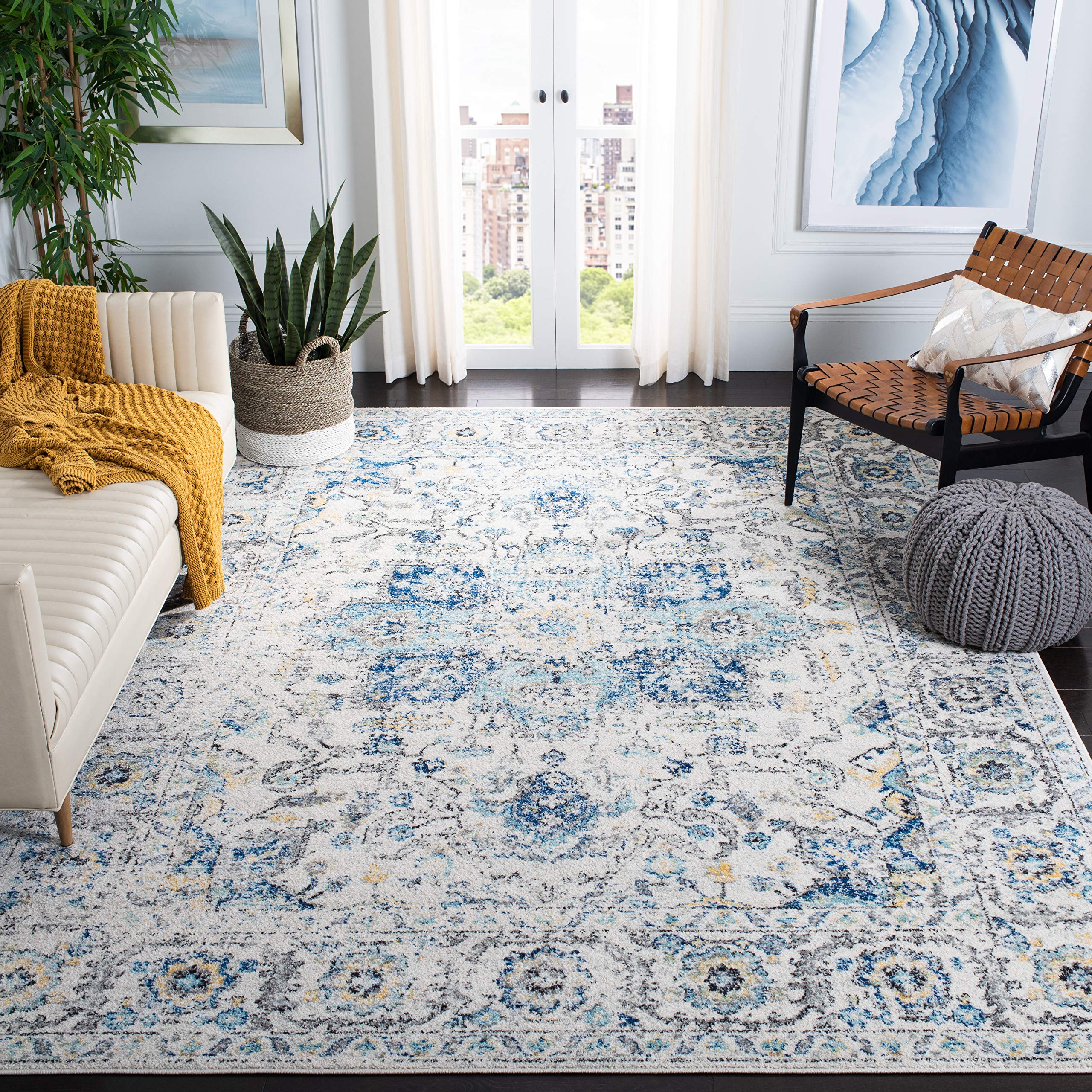 SAFAVIEH color swatch comparison illustrating turquoise, ivory, blue and gold accents
