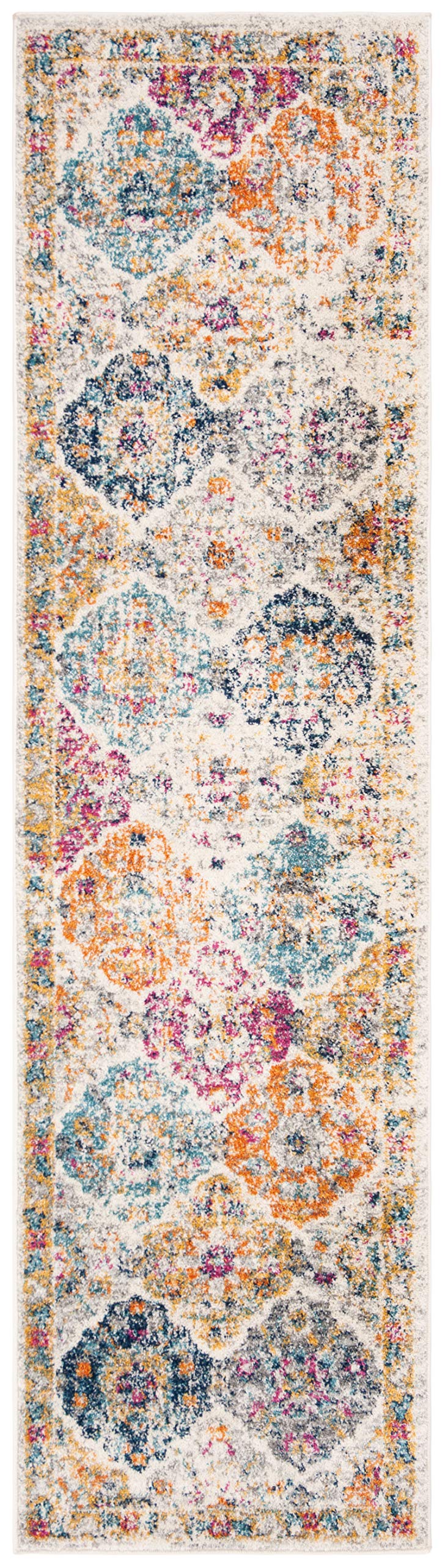 SAFAVIEH close-up of distressed medallion pattern, highlights clear detail and color