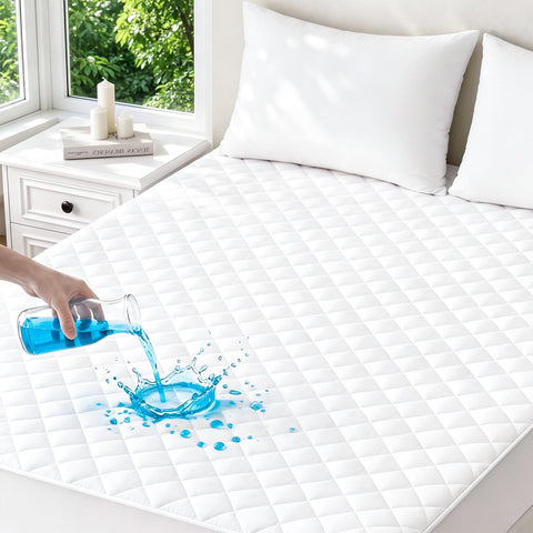 Safe and Sound front packaging showing full mattress pad and benefits