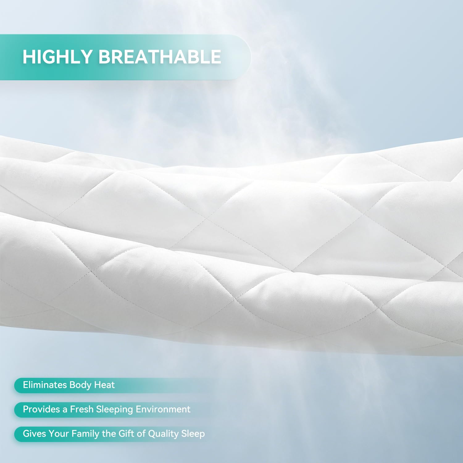 Safe and Sound mattress pad in bedroom showing comfortable, protected bed
