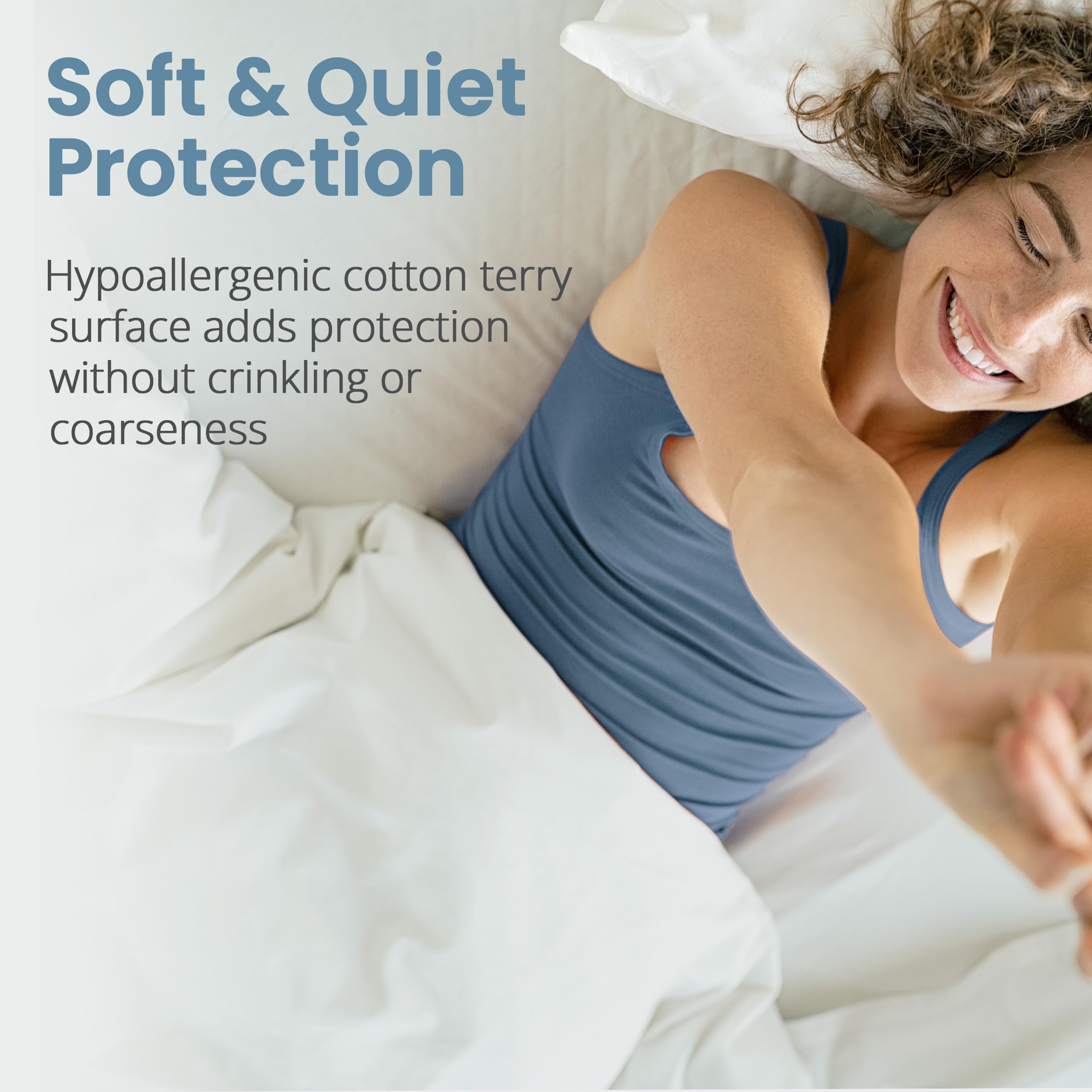 SafeRest mattress protector in a styled bedroom showing comfortable sleep setting
