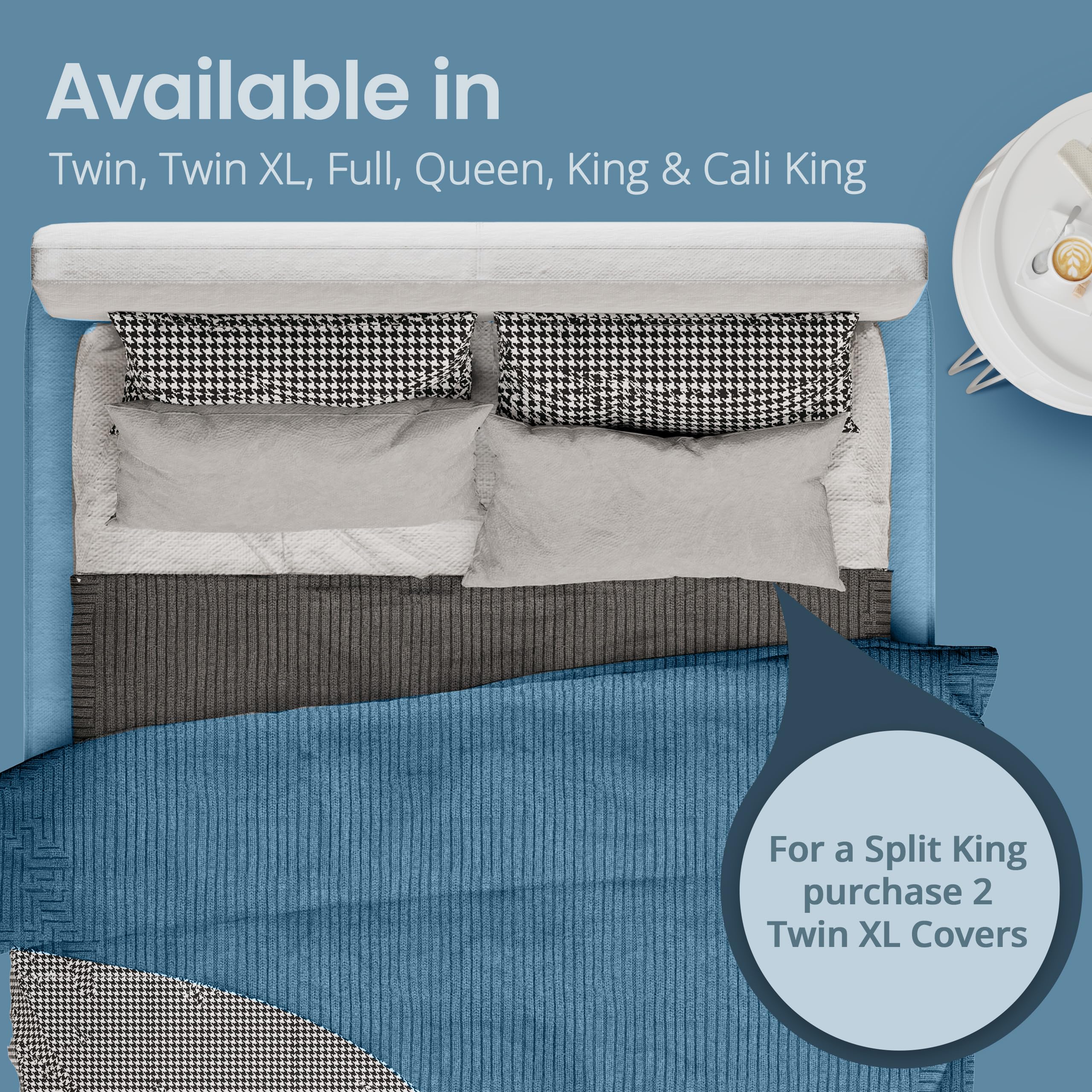 SafeRest size comparison next to pillows showing scale and full-coverage fit