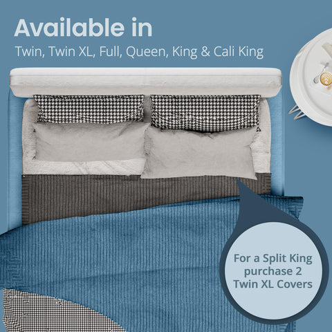 SafeRest size comparison next to pillows showing scale and full-coverage fit