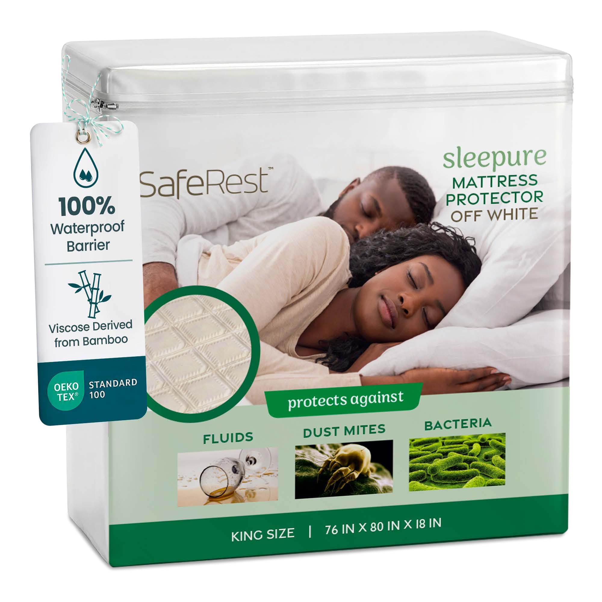SafeRest Sleepure front packaging showing king size and clean design benefit