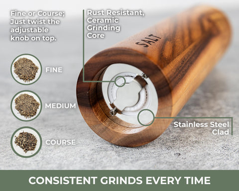 Saffron & Sage close-up of ceramic grinding core revealing precision and rust resistance