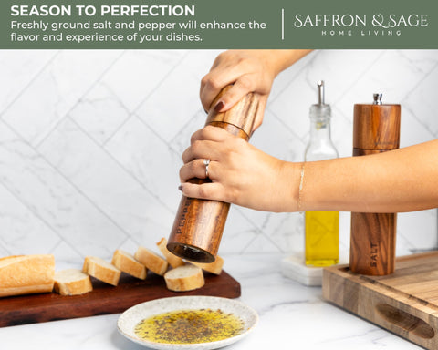 Saffron & Sage grinder in use seasoning a salad for fresh flavor release