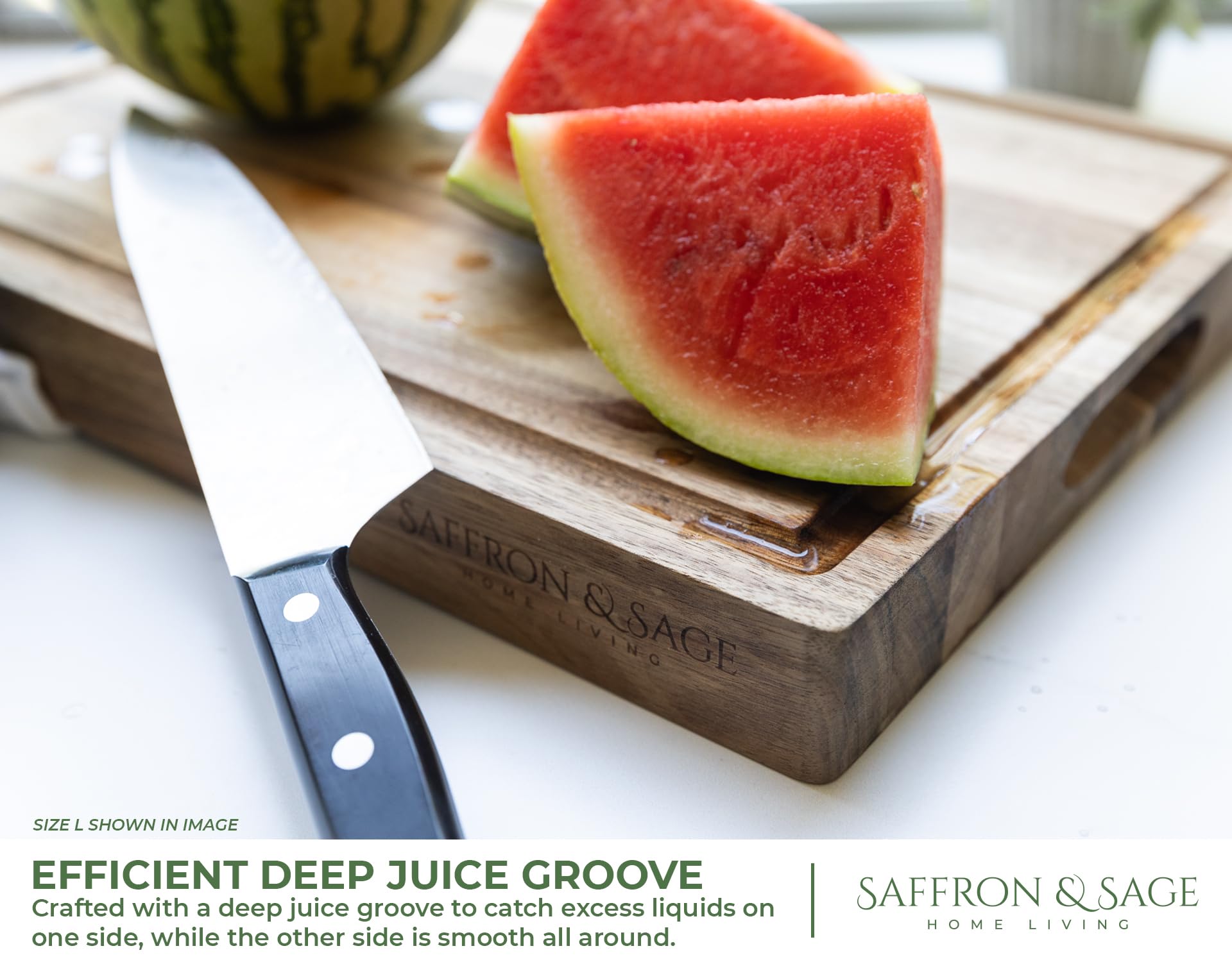 Saffron & Sage deep juice groove detail capturing liquid containment