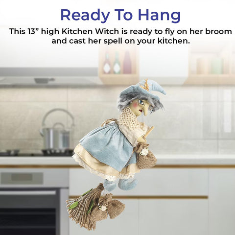 SAGEFINDS witch hanging on a kitchen hook for immediate decorative use