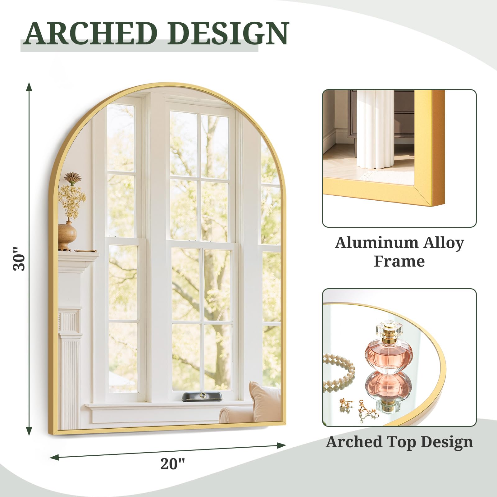 SageNest mirror styled in bathroom showing how it brightens and enlarges space