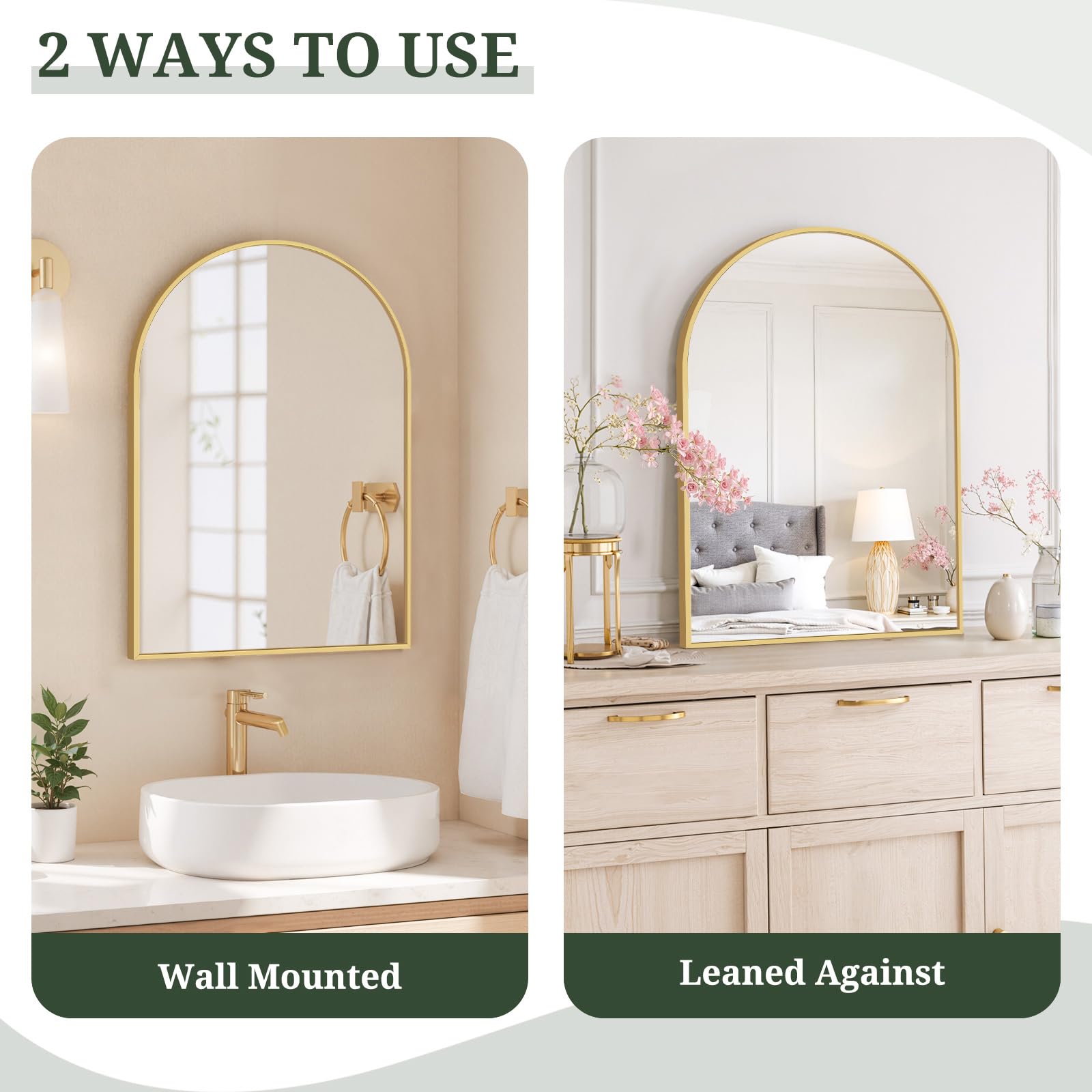 SageNest mirror beside measuring tape showing 30x20 inch scale for correct fit