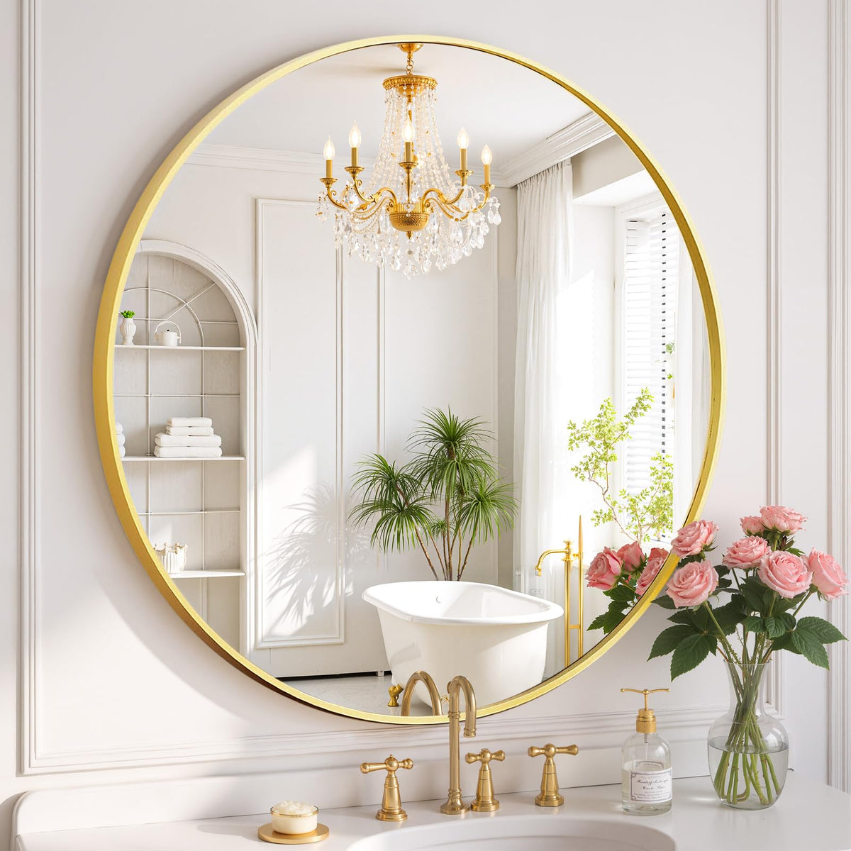 SageNest round mirror front view showing clean circle and bright reflection benefit