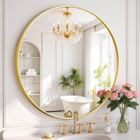 SageNest round mirror front view showing clean circle and bright reflection benefit