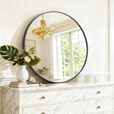 SageNest mirror held by hands showing 20-inch scale and easy handling