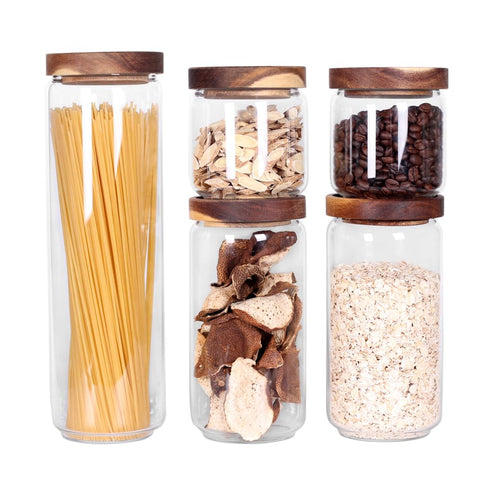 SAIOOL front view of five stackable canisters showing organized pantry benefit