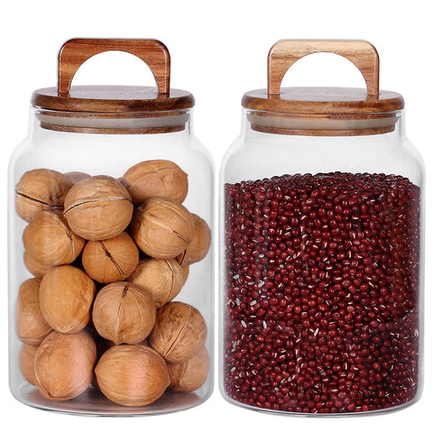 SAIOOL front view of two glass canisters showing clear storage benefit