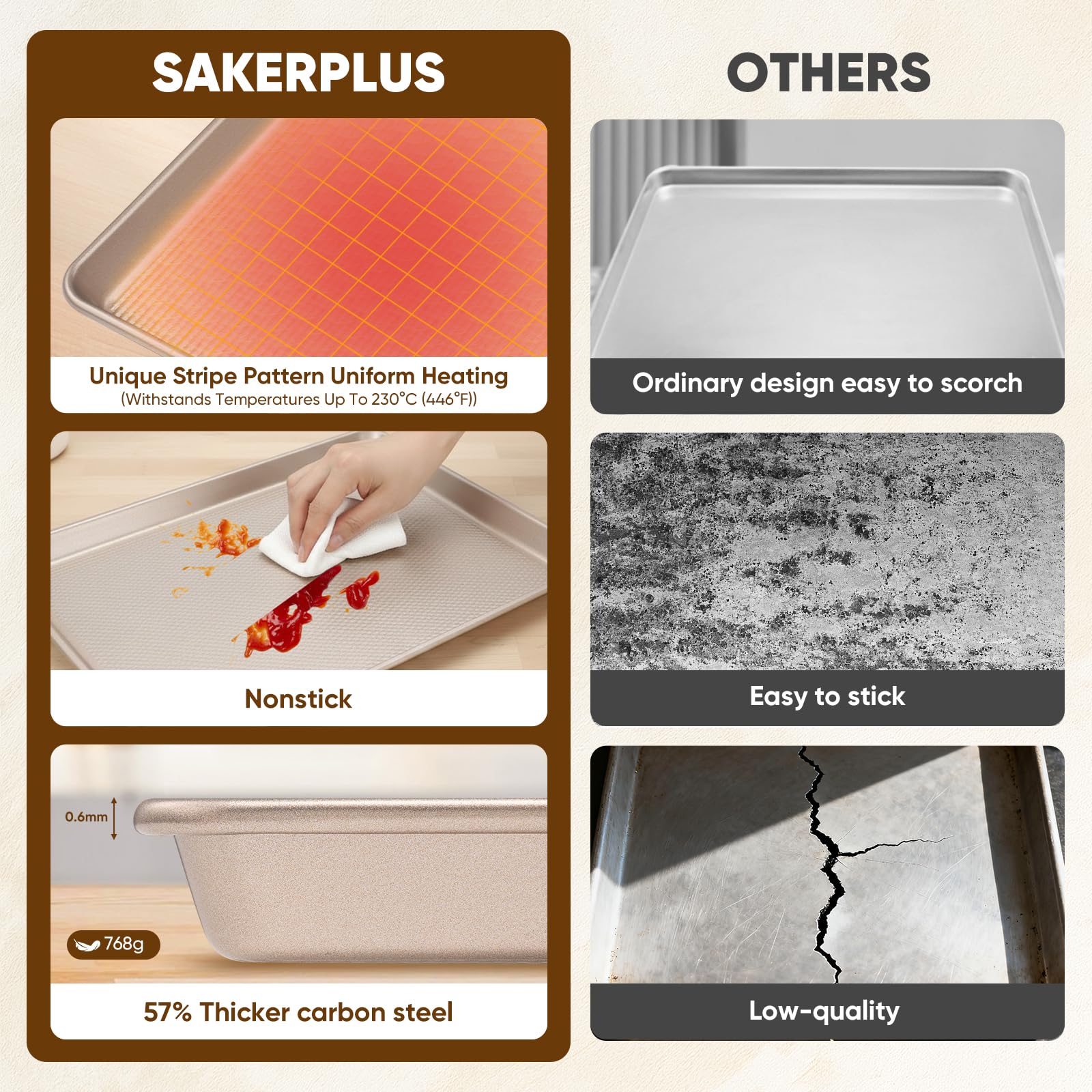 SakerPlus baking sheet in oven roasting vegetables evenly at 450°F